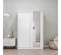Fwstyle 2 Door Mirrored Sliding Wardrobe Matt White White One Size