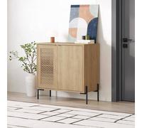 2 Door Sapphire Oak Sideboard Laser Cut Door Black Metal Legs