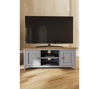 FWStyle 2 Door Oak Veneer Ready Assembled TV Unit Graphite Blue - Dove Grey FWStyle Grey