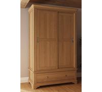 Fwstyle 2 Door Sliding Wardrobe With 1 Drawer Natural Lacquered Oak In Brown