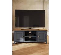 FWStyle 2 Door Solid Oak Ready Assembled TV Unit Graphite Blue in Dark Blue FWStyle Dark Blue