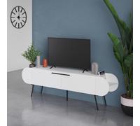 Fwstyle 2 Door Tv Unit Open Shelf Matt White Capsule Design Scratch Resistant