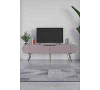 Fwstyle 2 Door Tv Unit Open Shelf Mocha Grey Capsule Design Scratch Resistant Grey