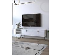 2 Door Tv Unit Open Shelf Scratch Resistant Painted White Large FWStyle White One Size