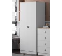 Tunis 2 Door Wardrobe White Bedroom Furniture Cupboard Metal T-Bar Handles