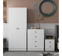Fwstyle 2 Door Wardrobe Matt White Oak Top Modern Design