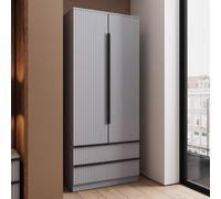 Fwstyle 2 Door Wardrobe With 2 Drawers Dark Grey Ripple Effect