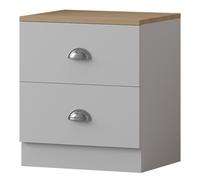 FWStyle 2 Drawer Bedside Chest Matt White Oak Top Bedroom Furniture FWStyle White