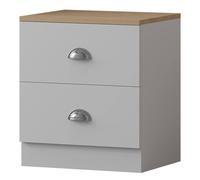 Fwstyle 2 Drawer Bedside Chest Matt White Oak Top Bedroom Furniture White One Size