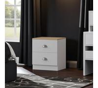Fwstyle 2 Drawer Bedside Chest Nightstand Table Matt White Oak Top