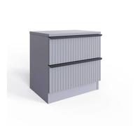 Fwstyle 2 Drawer Bedside Table Chest Dark Matt Grey Ripple Effect Grey One Size
