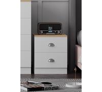 2 Drawer Bedside Cabinet Matt White Bedroom Furniture Metal T-Bar Handles