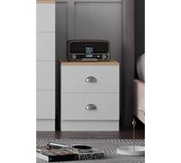 2 Drawer Bedside Cabinet Matt White Bedroom Furniture Metal T-Bar Handles