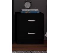 Fwstyle 2 Drawer Bedside Table Matt Black Tunis Black