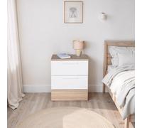 Fwstyle 2 Drawer Bedside Table Nighstand Two Tone White & Oak