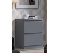 FWStyle 2 Drawer Bedside Table Nightstand Dark Matt Grey Bedroom Furniture FWStyle Grey
