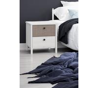 Fwstyle 2 Drawer Bedside Table Whitewash Oak & Linen Finish White
