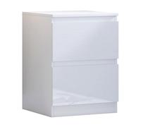 Fwstyle 2 Drawer Bedside White Gloss Scratch Resistant (H) 55 (W) 40 (D) 40Cm