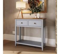 Fwstyle 2 Drawer Console Table Dove Grey Large Oak Top Painted Finish