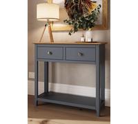 Fwstyle 2 Drawer Console Table Graphite Blue Large Oak Top Painted Finish Blue