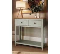 FWStyle 2 Drawer Console Table Sage Green Large Oak Top Painted Finish FWStyle Green