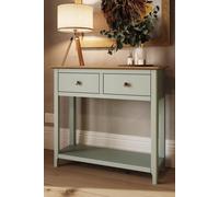Fwstyle 2 Drawer Console Table Sage Green Large Oak Top Painted Finish Green One Size