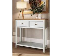 Fwstyle 2 Drawer Console Table White Linen Large Oak Top Painted Finish White