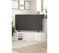 FWStyle 2 Drawer Corner TV Unit Modern Design Painted White Scratch Resistant FWStyle White