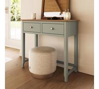 Fwstyle 2 Drawer Dressing Table Vanity Makeup Sage Green & Oak (H) 80Cm (W) 90Cm (D) 40Cm