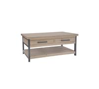 FWStyle 2 Drawer Driftwood Solid Reclaimed Pine Coffee Table in Brown FWStyle Brown