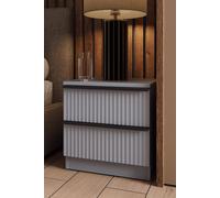 Fwstyle 2 Drawer Grey Bedside Chest Table Ripple Effect Grey One Size