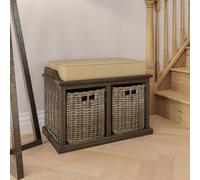 FWSTYLE 2 Drawer Padded Seat Storage Bench Kubu Rattan Ready Assembled Handmade