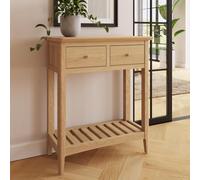 FWStyle 2 Drawer Ready Assembled Natural Ash Console Table in Brown FWStyle Brown