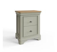 Fwstyle 2 Drawer Sage Green Oak Bedside Chest Table Ready Assembled