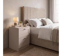 Fwstyle 2 Drawer Shaker Style Bedside Table Nightstand Deep Design Bedroom Storage In Beige Beige