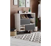 Fwstyle 2 Drawer Shoe Storage Cabinet Sideboard Ancient White & Anthracite Grey