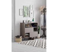 Fwstyle 2 Drawer Shoe Storage Cabinet Sideboard Dark Coffee & Anthracite Grey In Brown Brown One Size