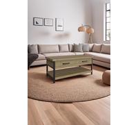 FWStyle 2 Drawer Solid Pine Storage Coffee Table in Brown FWStyle Brown