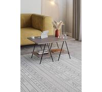 Fwstyle 2 Tier Coffee Table Scratch Resistant Black Metal Frame Mocha Grey Grey One Size