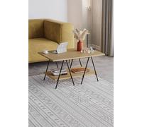 Fwstyle 2 Tier Coffee Table Scratch Resistant Black Metal Frame Natural Oak In Brown Brown One Size