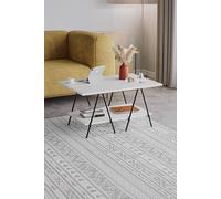 Fwstyle 2 Tier Coffee Table Scratch Resistant Black Metal Frame Painted White White One Size