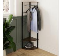 Fwstyle 2 Tier Corner Storage Shelving Rack Walnut Effect