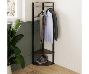 Fwstyle 2 Tier Corner Storage Shelving Rack Walnut Effect