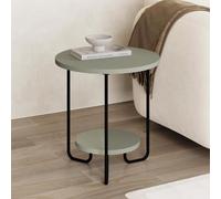 Fwstyle 2 Tier Round Ash Green Side Lamp Table