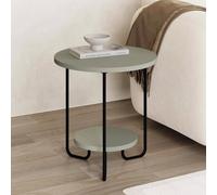 Ash Green Side Table Dual Level Storage