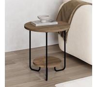 Fwstyle 2 Tier Round Dark Oak Side Lamp Table