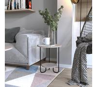 Fwstyle 2 Tier Side Table Black Metal Frame Scratch Resistant Mocha Grey