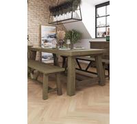 FWStyle 2M Fixed Top Dining Table Natural Reclaimed Pine in Brown FWStyle Brown