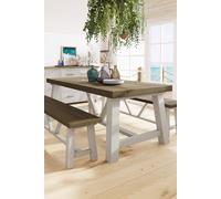 Fwstyle 2M Solid Reclaimed Pine Truffle Finish Dining Table With 2 Free Extension Leafs In Brown