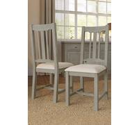 Fwstyle 2X Solid Reclaimed Pine Limewashed Dining Chairs In Grey Grey
